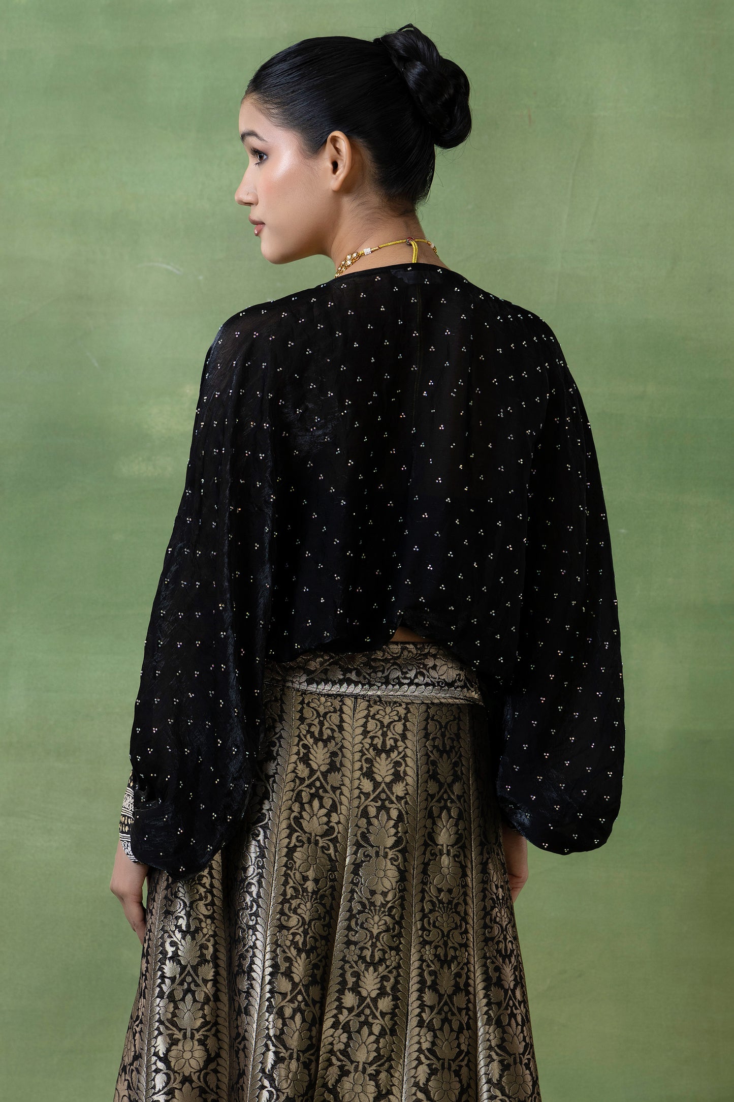 Silk Brocade Lehenga with Hand-Embellished Silk Top