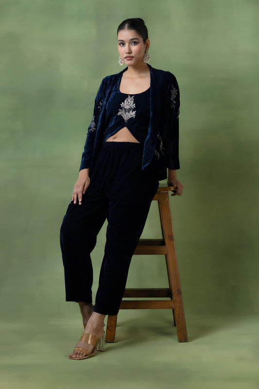 Velvet Hand-Embroidered Co-ord Set