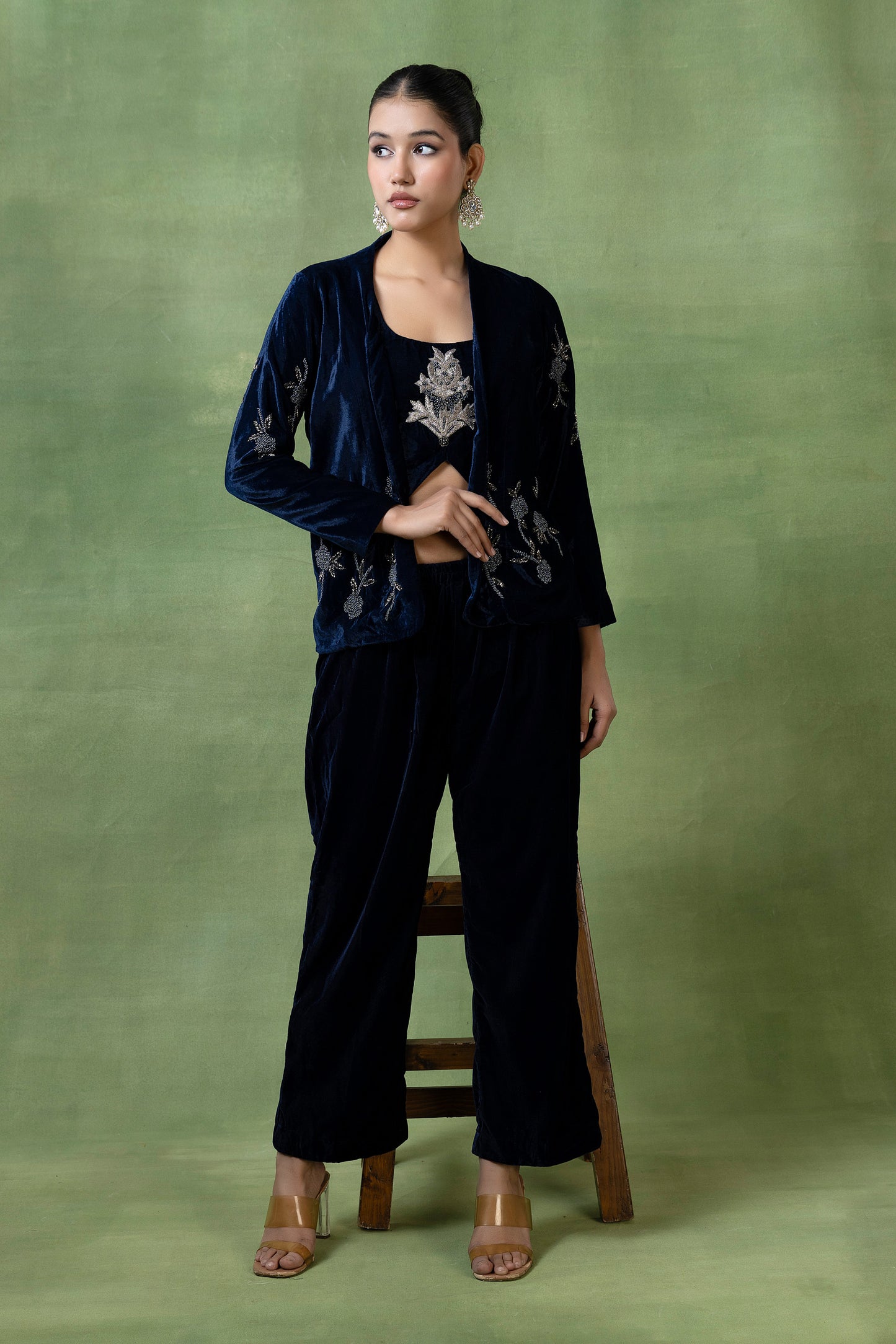 Velvet Hand-Embroidered Co-ord Set