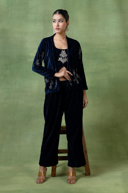 Velvet Hand-Embroidered Co-ord Set