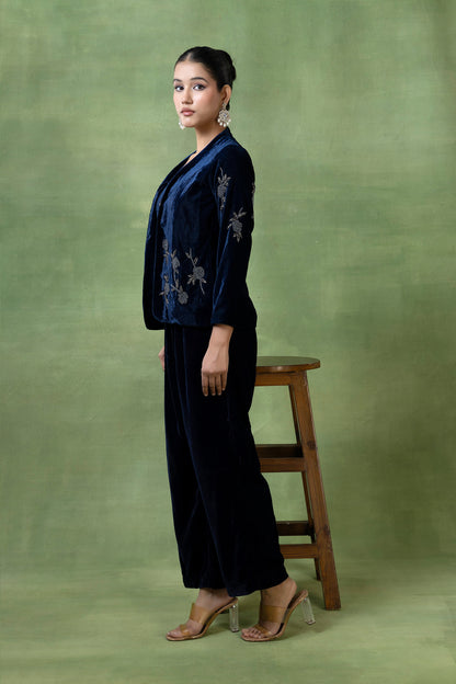 Velvet Hand-Embroidered Co-ord Set