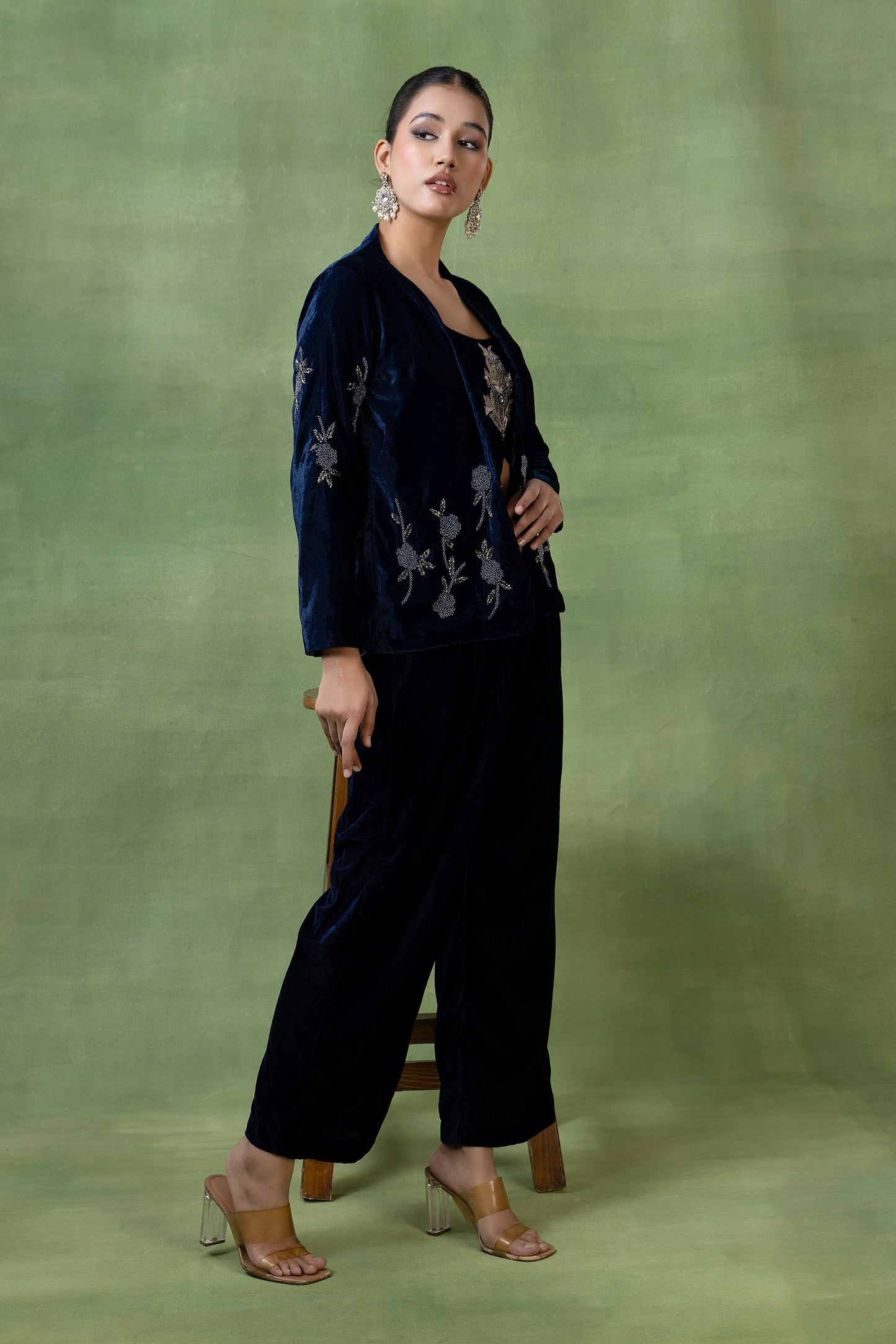 Velvet Hand-Embroidered Co-ord Set
