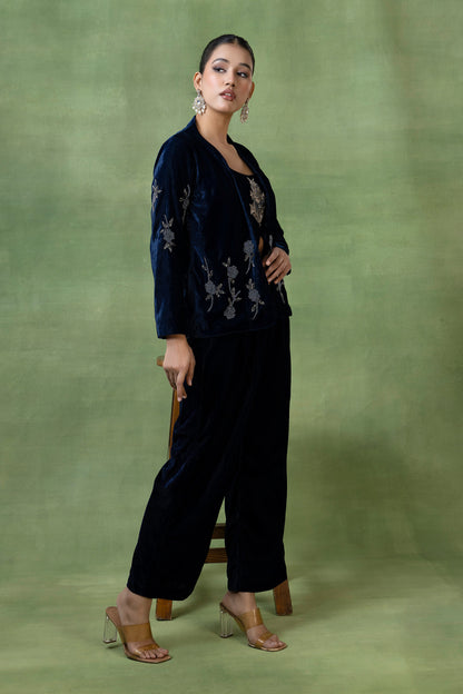 Velvet Hand-Embroidered Co-ord Set
