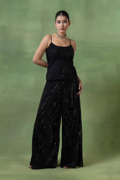 Black Net Embellished Co-ord Set