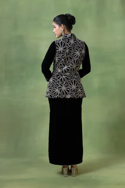 Velvet Hand-Embellished Skirt Set