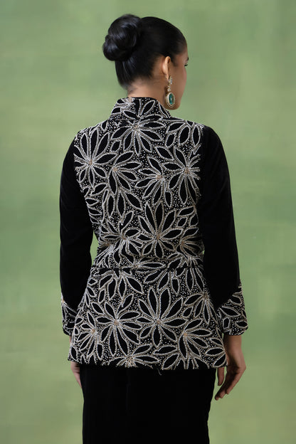 Velvet Hand-Embellished Skirt Set