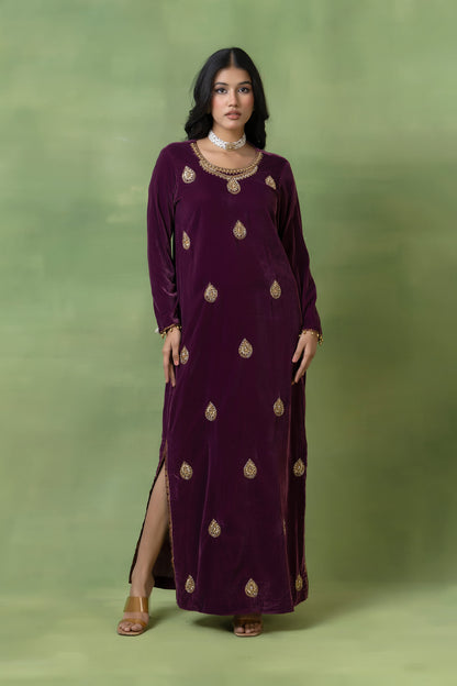 Regal Maroon Velvet Gown