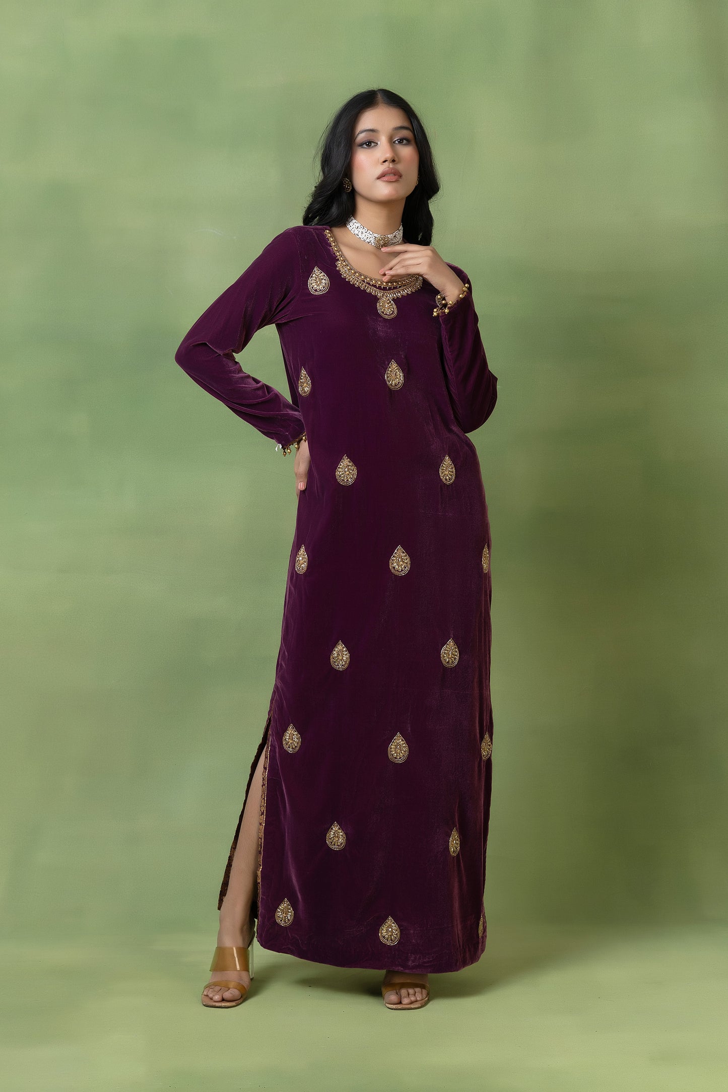 Regal Maroon Velvet Gown