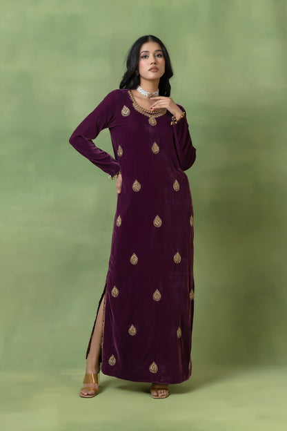 Regal Maroon Velvet Gown