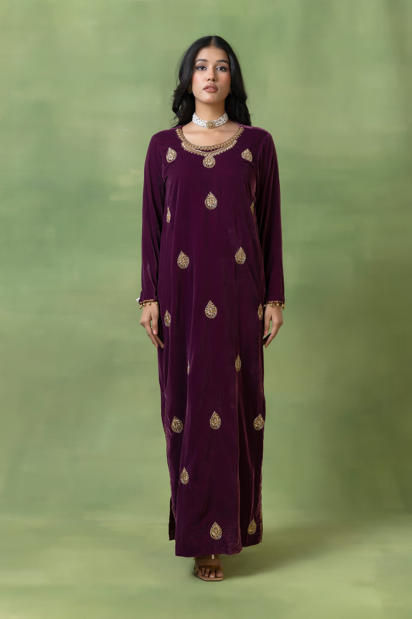 Regal Maroon Velvet Gown