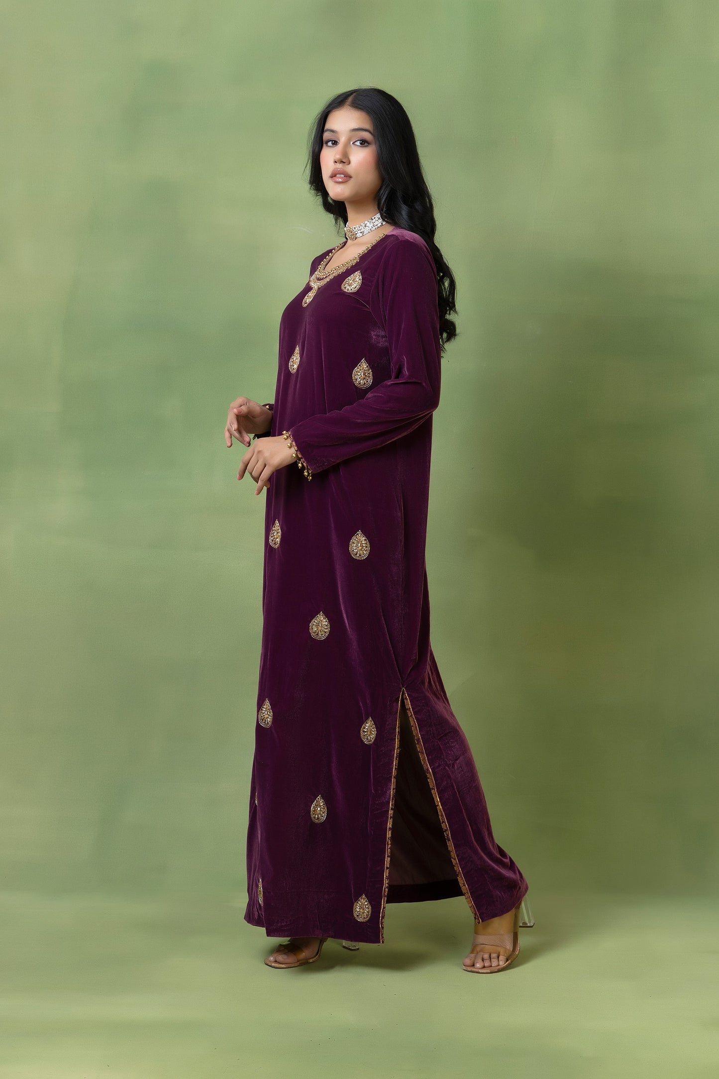 Regal Maroon Velvet Gown