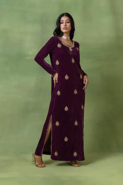 Regal Maroon Velvet Gown