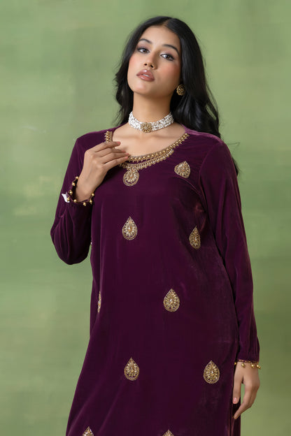 Regal Maroon Velvet Gown