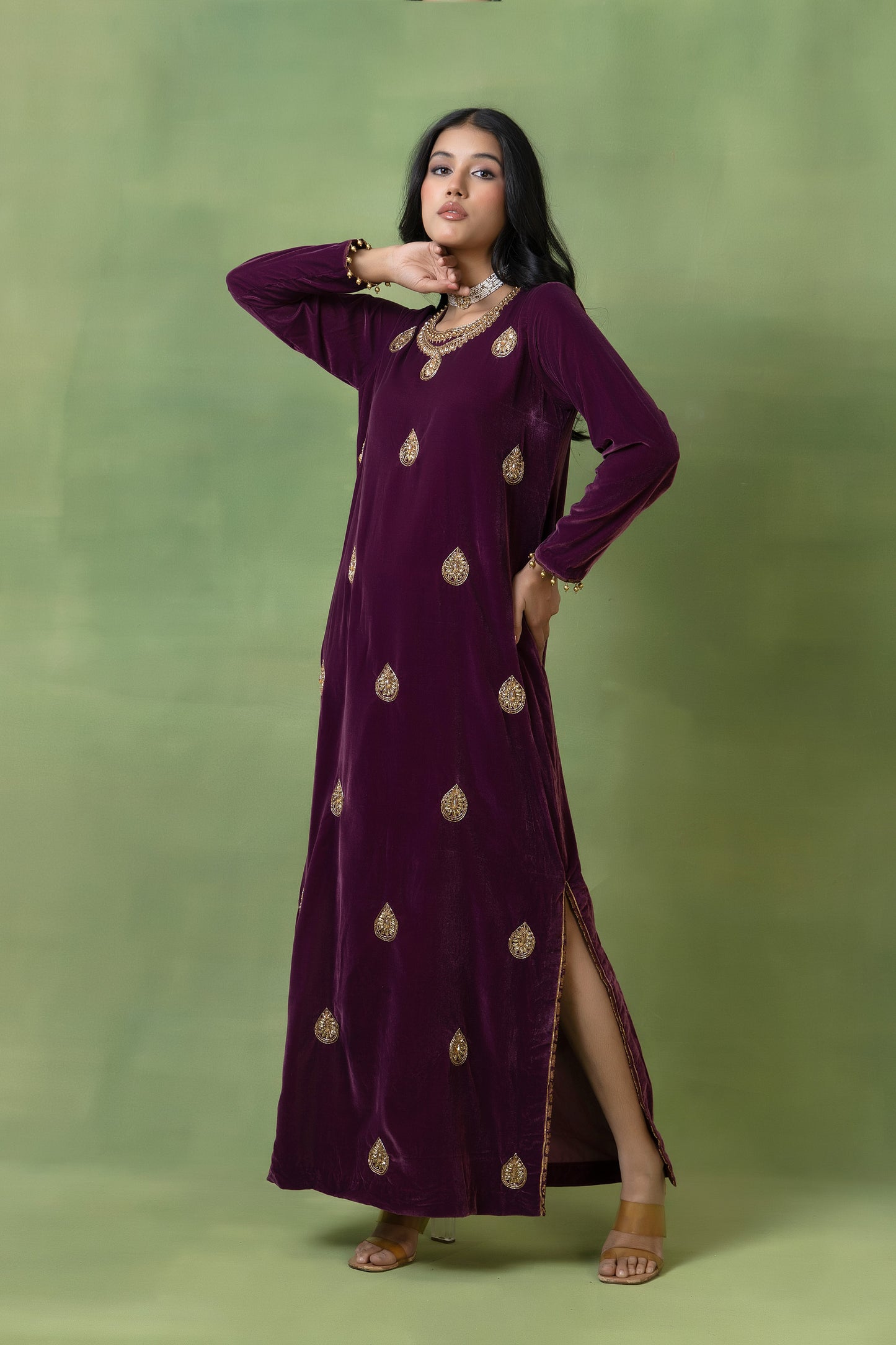 Regal Maroon Velvet Gown