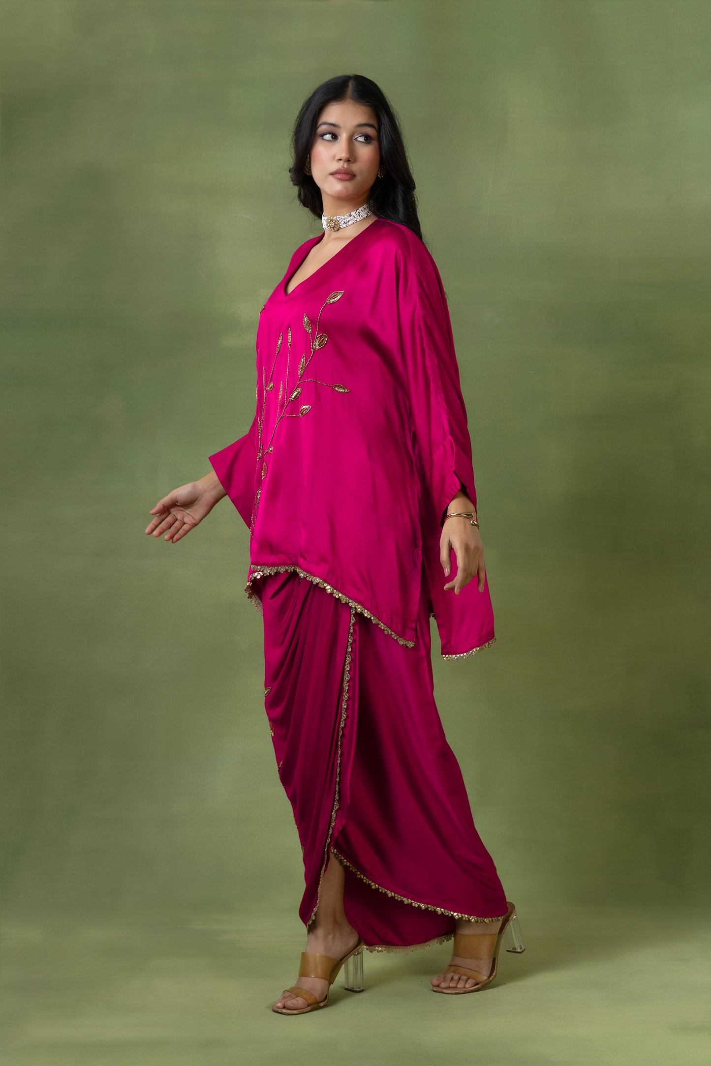 Modal Silk Skirt Co-ord Set with Hand Embellishments