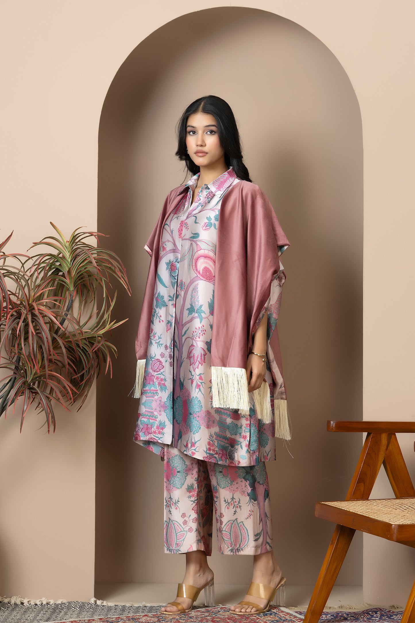 Rosewood Satin Silk Coord Set