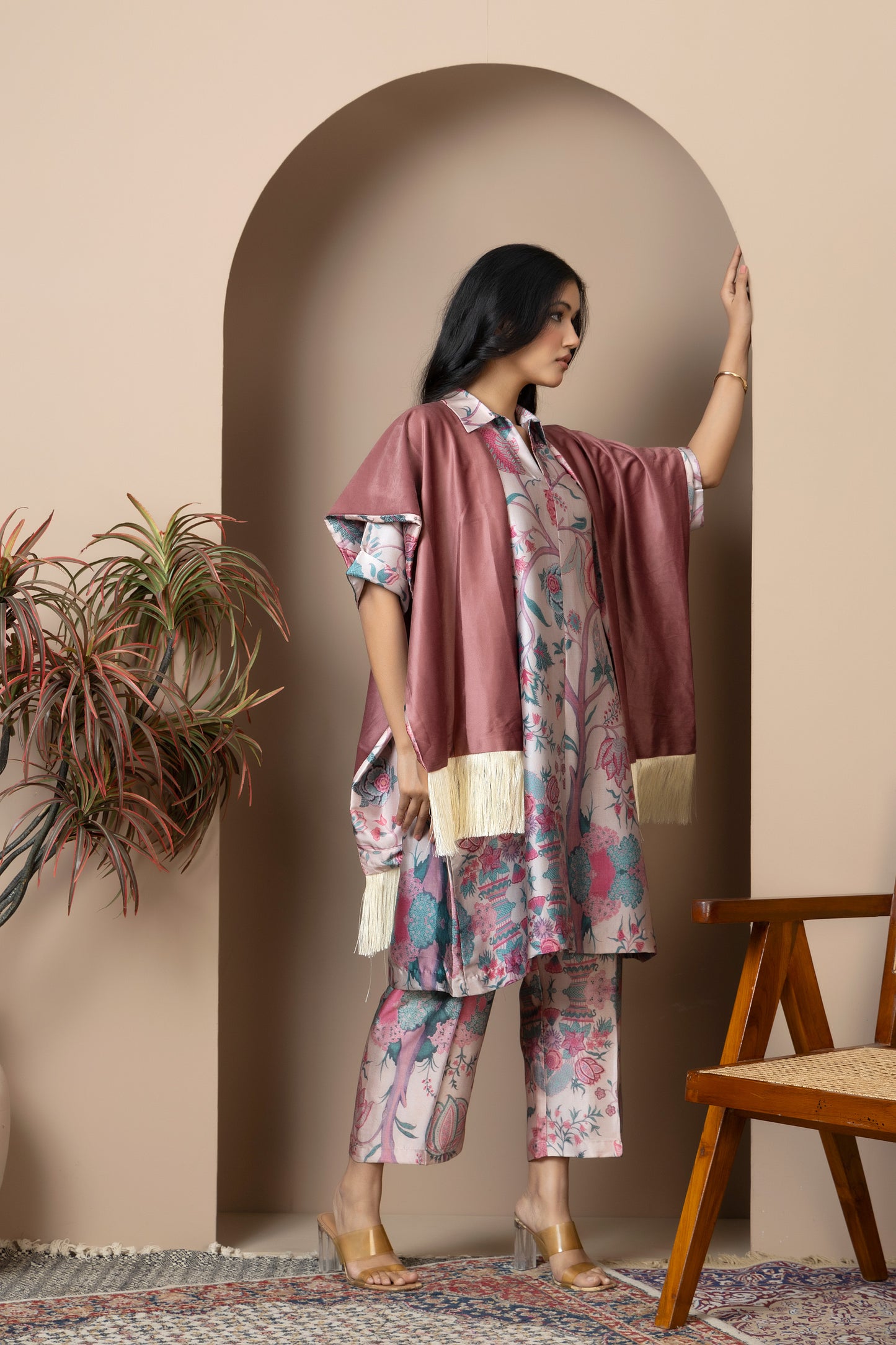 Rosewood Satin Silk Coord Set