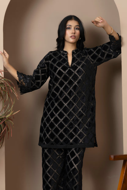 Midnight Lattice Velvet Co-ord Set