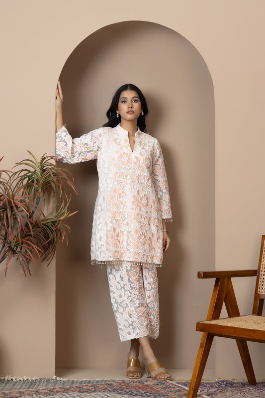 Peach Bloom Velvet Co-ord Set