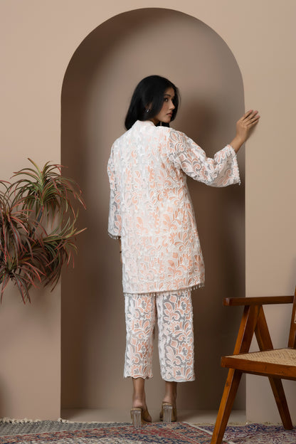 Peach Bloom Velvet Co-ord Set