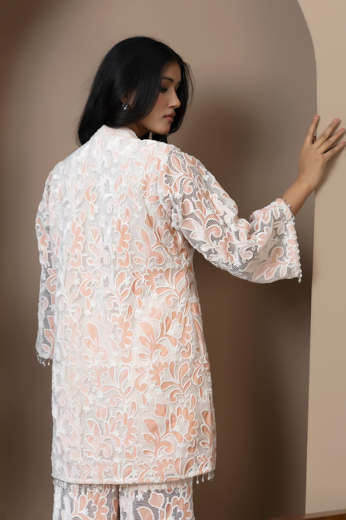 Peach Bloom Velvet Co-ord Set
