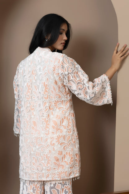 Peach Bloom Velvet Co-ord Set
