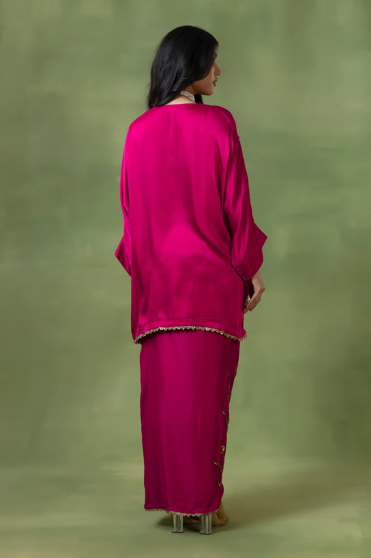 Modal Silk Skirt Co-ord Set with Hand Embellishments