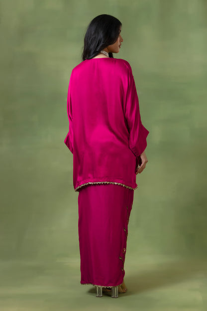 Modal Silk Skirt Co-ord Set with Hand Embellishments